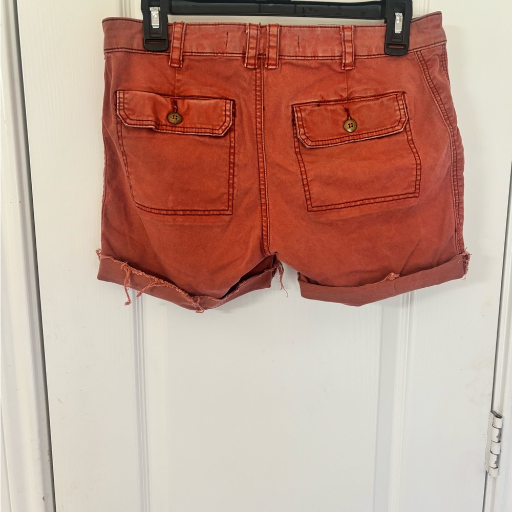 Anthropologie Daughters of the Liberation Women's 27W Red/Orange Cotton Shorts - Picture 2 of 4